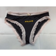 Kalhotky POLICIE černé, s růžovou krajkou